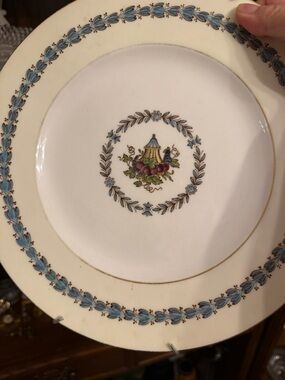 Wedgwood Cream and Blue Floral Basket Dinner Plate